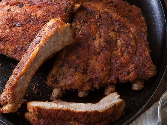 Spicy smoked st.louis-style spareribs on a plate