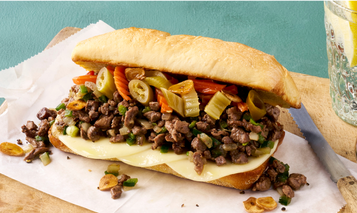 Sweet and spicy pepper steak sando