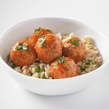Image of Buffalo Chicken Meatballs and Ranch Rice Bowl.