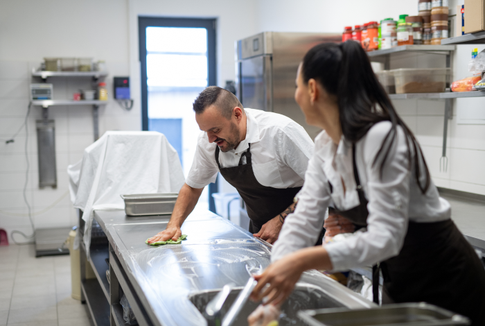 People working in a kitchen