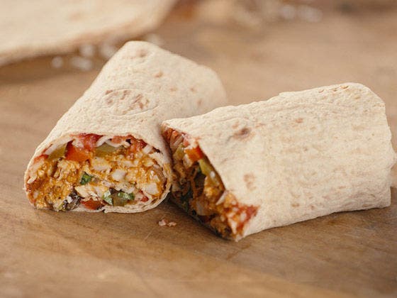 Bombay Chicken Tikka Wrap on cutting board