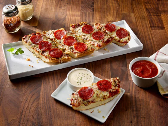 Pepperoni pizza garlic bread