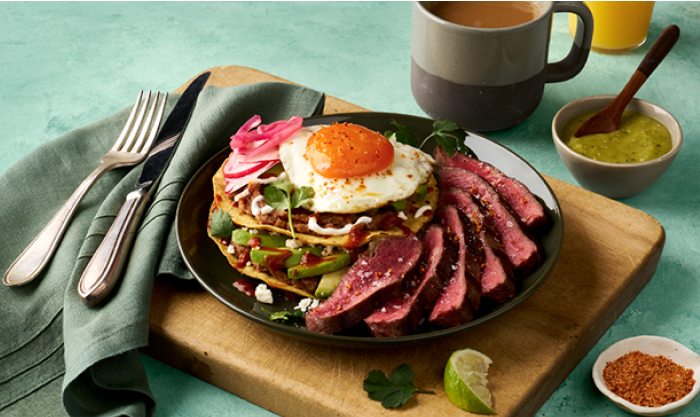 Sunrise Steak Tostada stacker