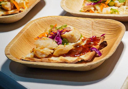 Korean BBQ chicken flatbread