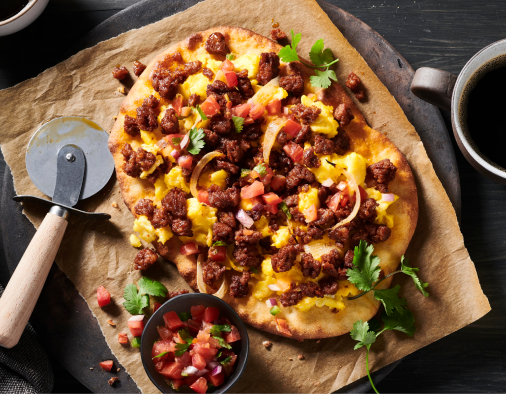 Chorizo breakfast flatbread   